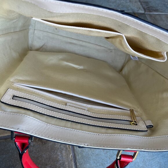 BCBGMaxAzria Red, Cream, and Black/DeepNave Calfskin Tote AMAZING CONDITION! - Picture 7 of 12